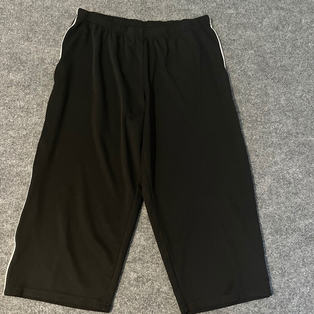 Champion C9 Black Athletic Capri Pants White Side Stripe Mesh Crop Large